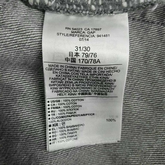 Gap 1969 Mens Classic Straight Jeans Gray Whiskered Mid Rise Denim 31 X 30 - Picture 9 of 11